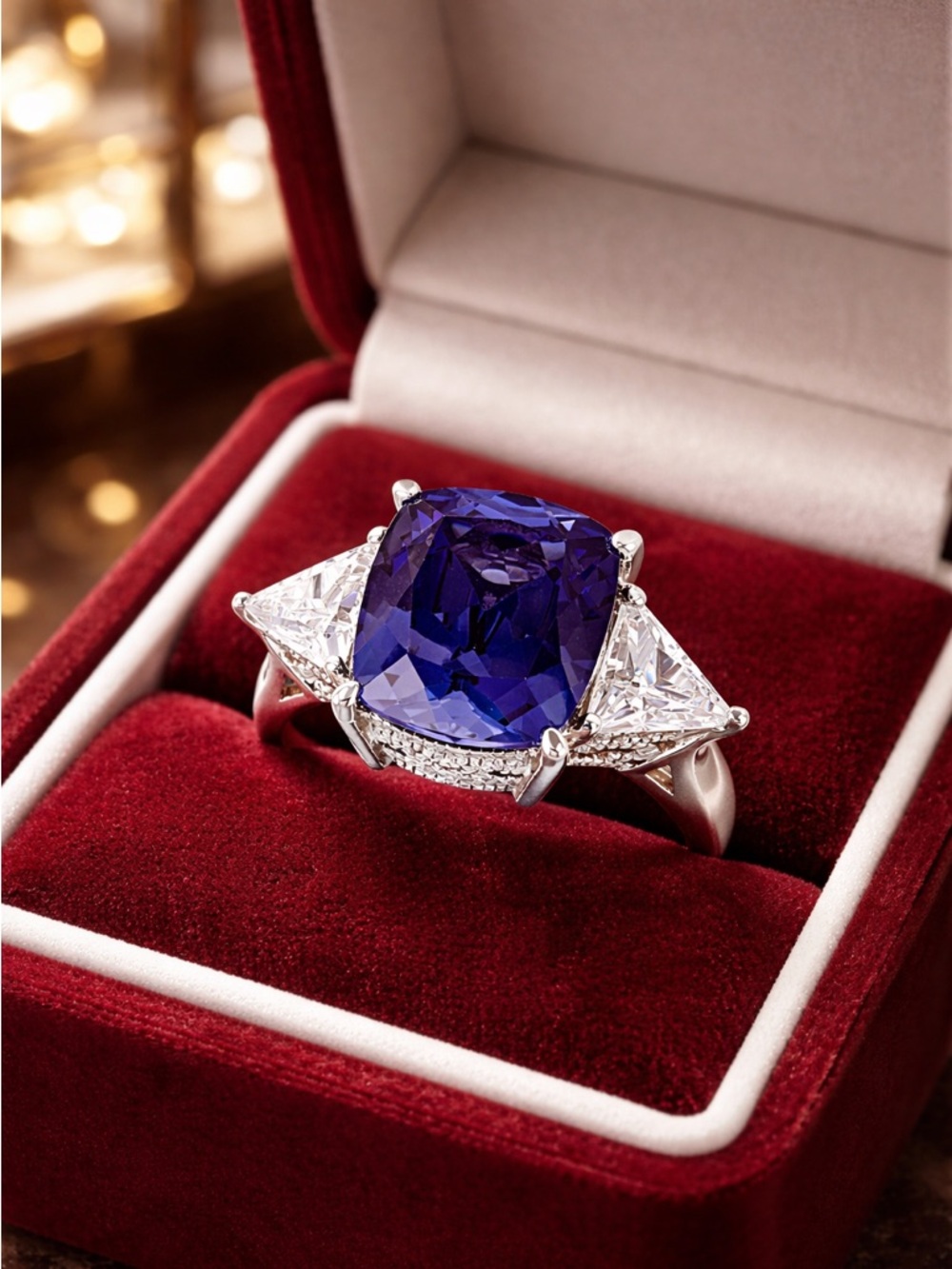 Vanna K Blue Lab Grown Blue and White Sapphire Platineve Ring size 10